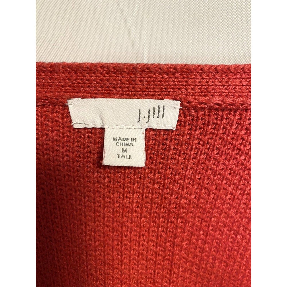 J. Jill Womens 1/2 Zip V-neck Cardigan‎ Jacket Cotton Blend Red Size Medium Tall - Picture 3 of 4